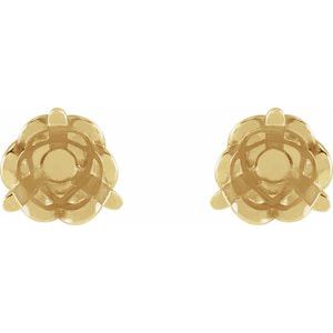 14K Yellow Gold 3.5 mm Round 3-prong Infinity-Inspired Earring Mounting – image 2