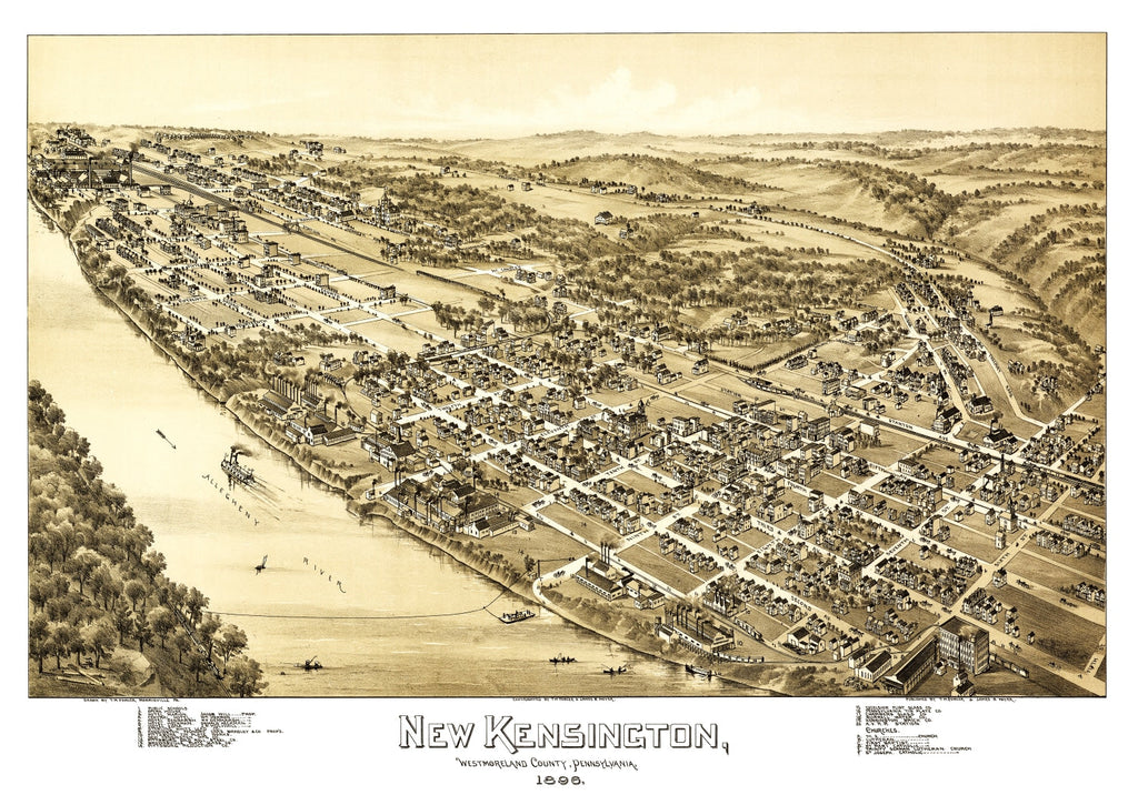 Vintage Map of New Kensington, Pennsylvania 1896