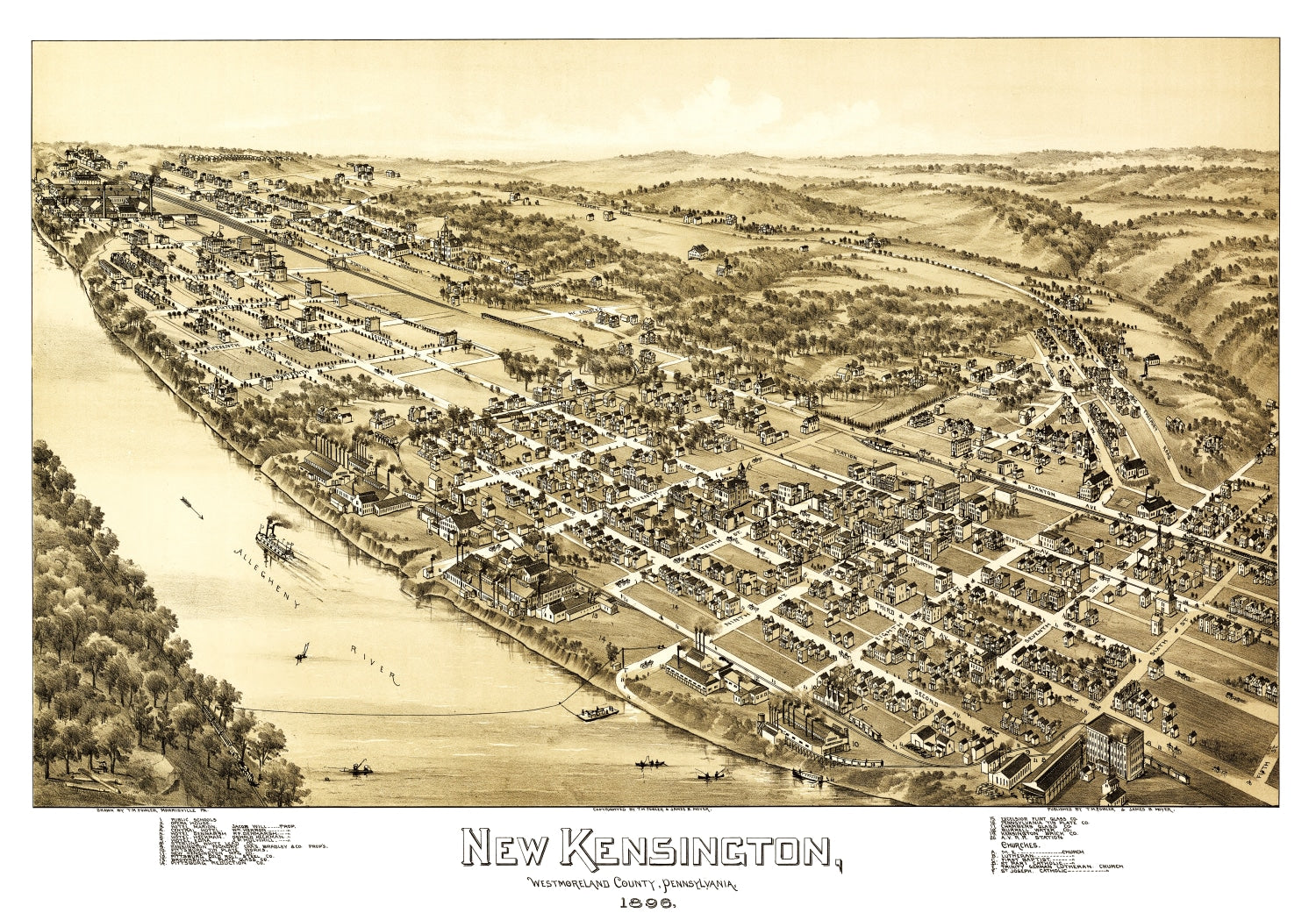 Vintage Map of New Kensington, Pennsylvania 1896