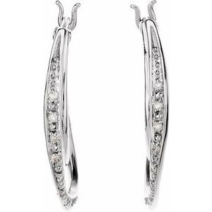 14K White Gold 1/10 CTW Natural Diamond Hoop Earrings – image 2