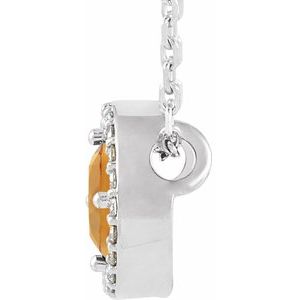 Sterling Silver Natural Citrine & .05 CTW Natural Diamond Halo-Style 16" Necklace