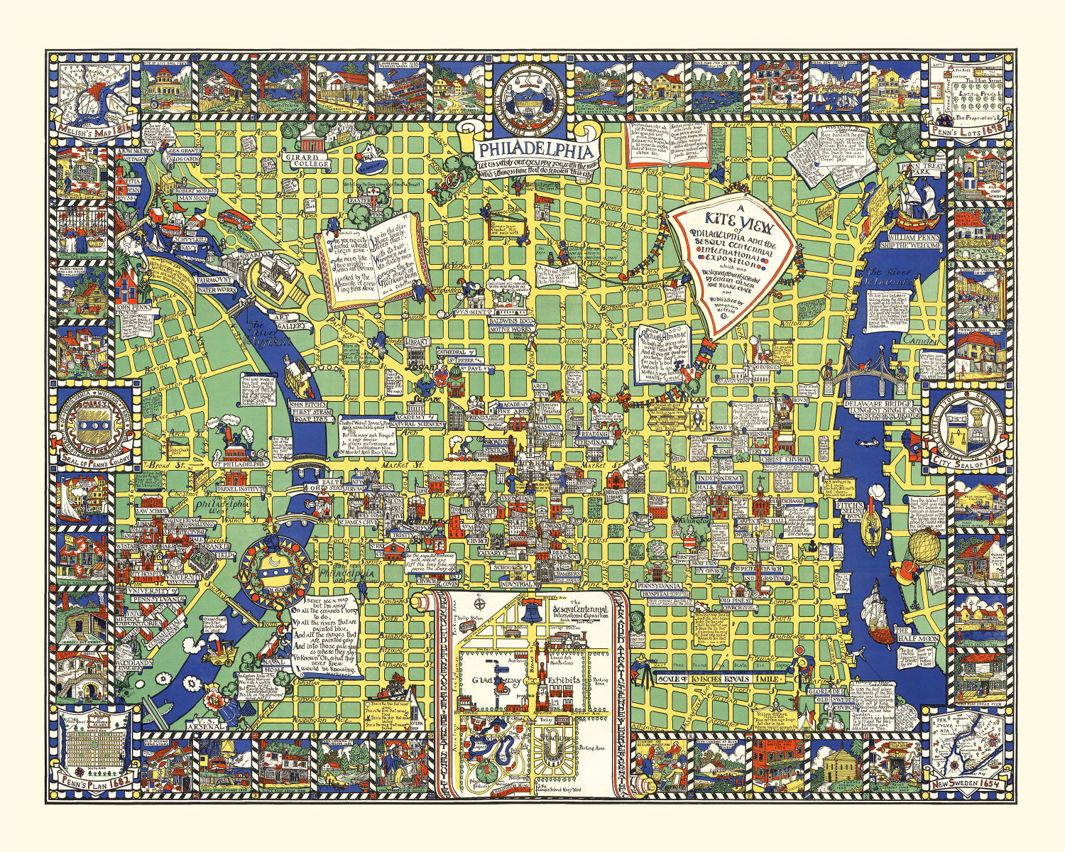 Vintage Map of Philadelphia, Pennsylvania 1926