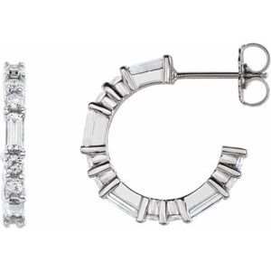 Platinum 1/5 CTW Natural Diamond 17.2 mm Hoop Earrings