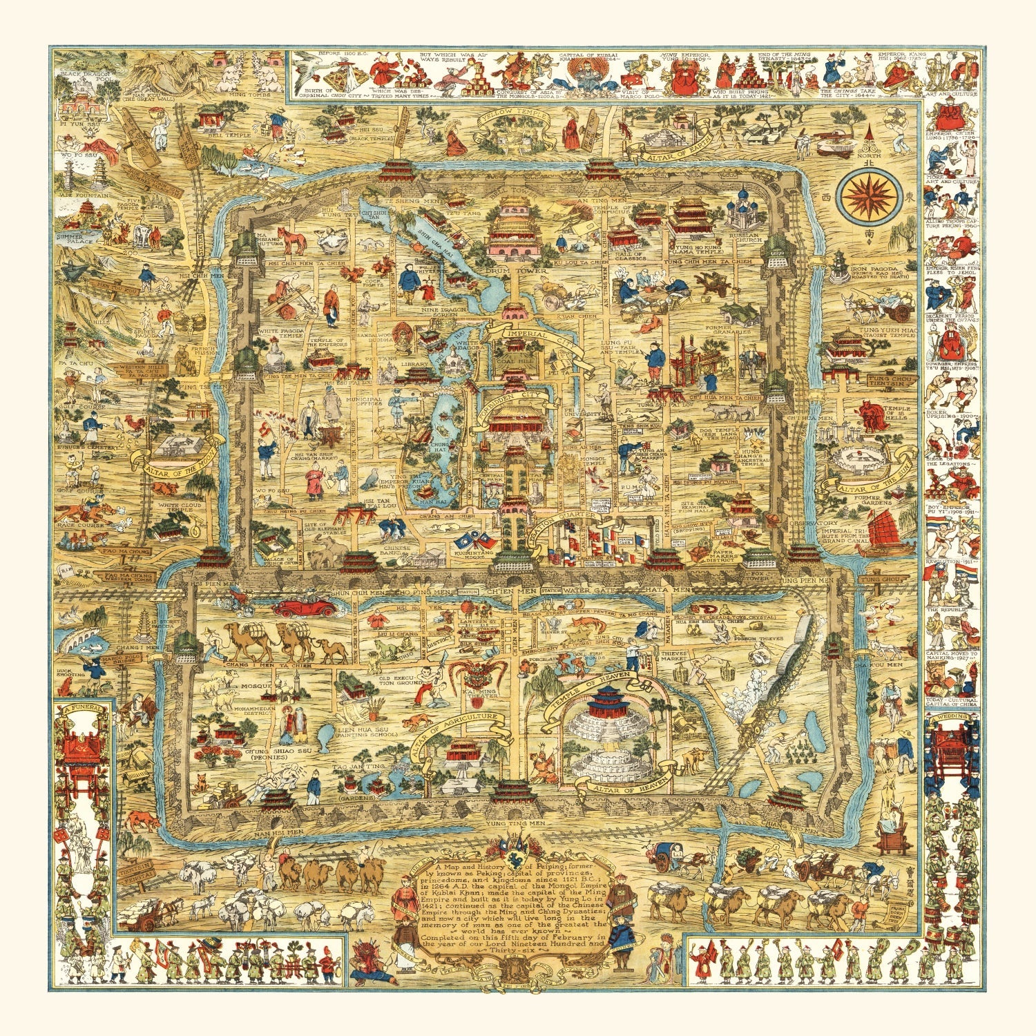 Vintage Map of Beijing, China 1936