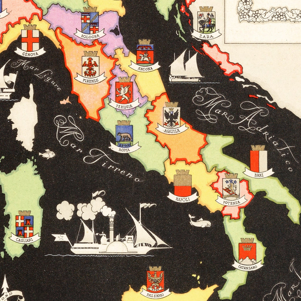 Vintage Map of Italy 1938