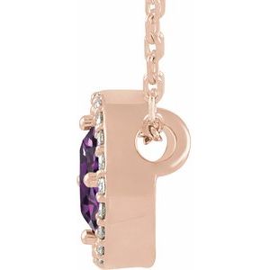 14K Rose Gold Lab-Grown Alexandrite & .05 CTW Natural Diamond Halo-Style 16" Necklace