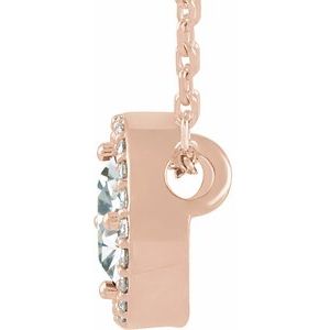 14K Rose Gold Natural White Sapphire & .05 CTW Natural Diamond Halo-Style 16" Necklace