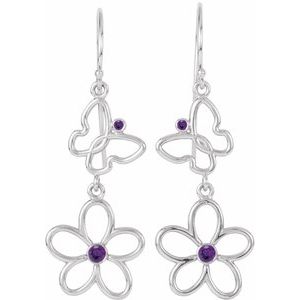 Sterling Silver Round 2.5 mm Left Butterfly & Floral Earring Mounting – image 2