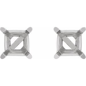 Sterling Silver 6.5 mm Square 4-Prong Lightweight Earring Mounting – image 2