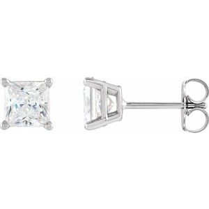 Platinum 4.25 mm Square 4-Prong Lightweight Earring Mounting – image 3