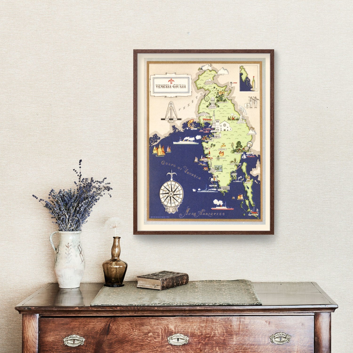 Vintage Map of Friuli Venezia Giulia Italy, 1938