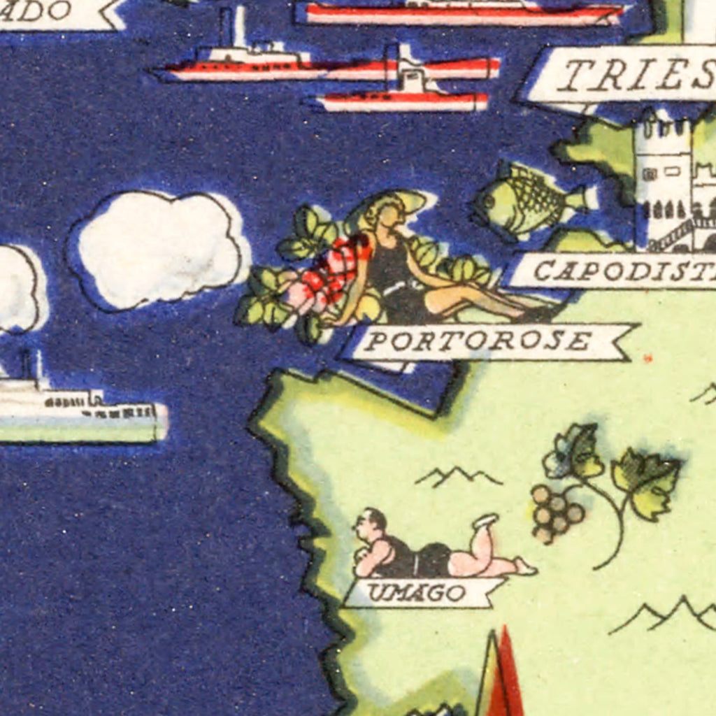 Vintage Map of Friuli Venezia Giulia Italy, 1938