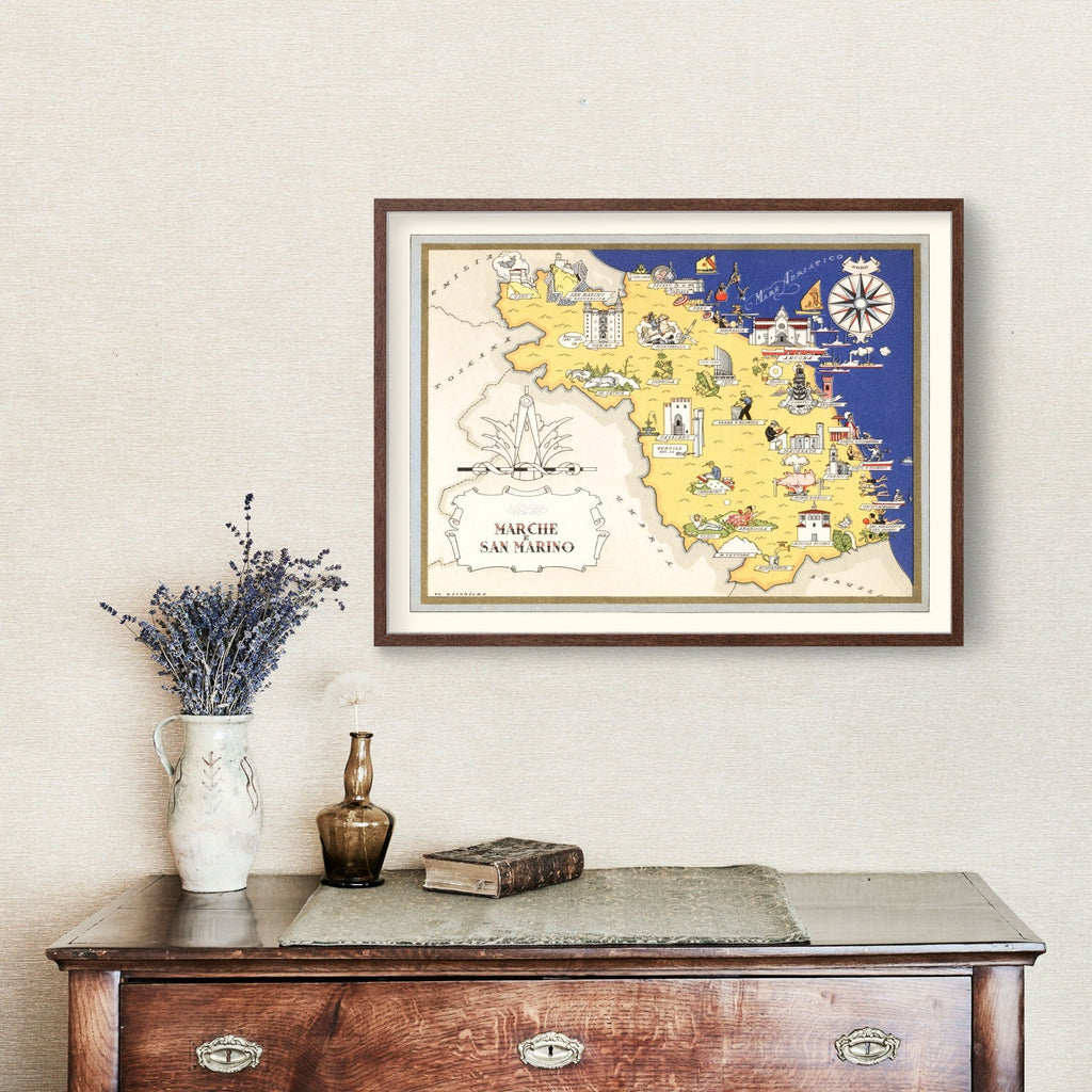 Vintage Map of Marche, 1938