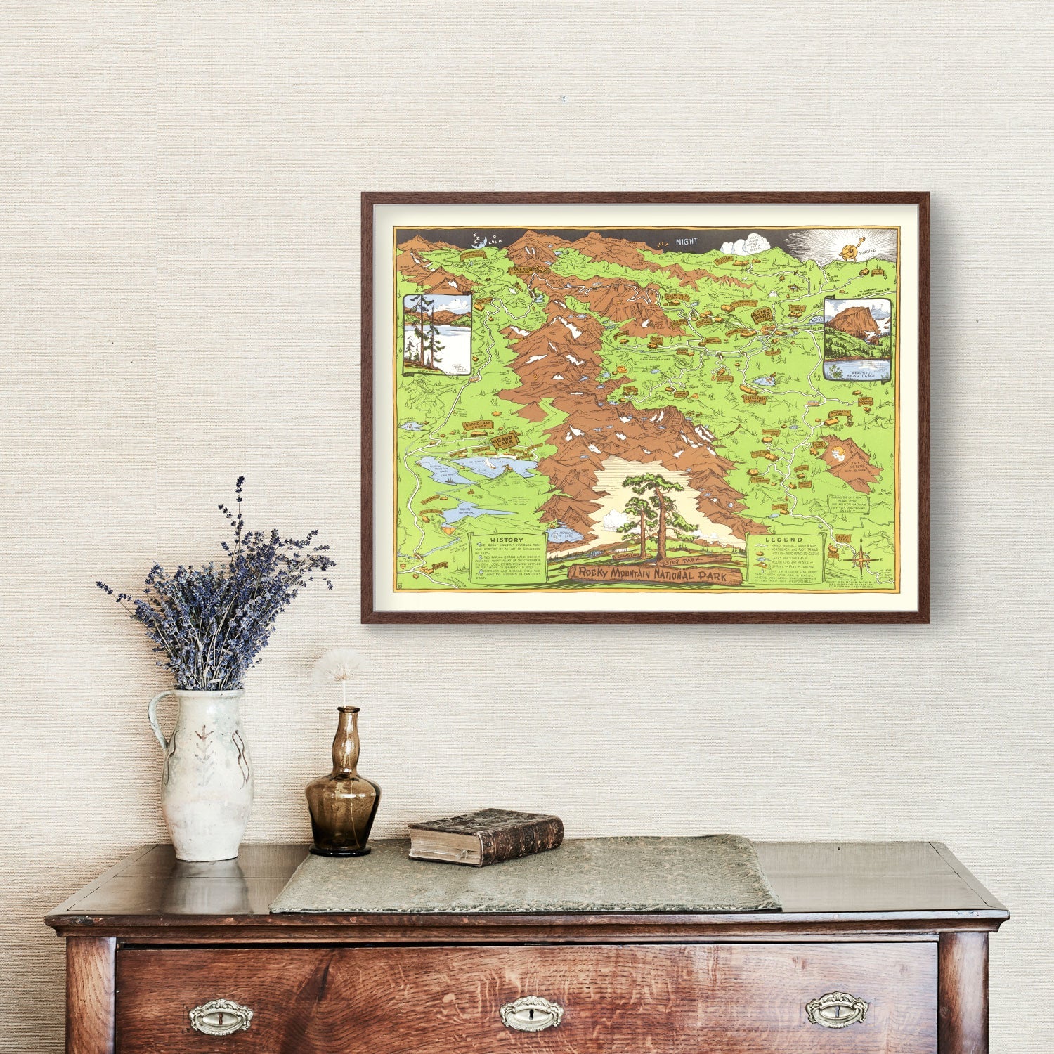 Vintage Map of Rocky Mountain National Park 1948