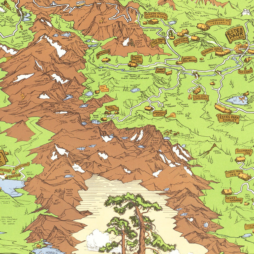 Vintage Map of Rocky Mountain National Park 1948