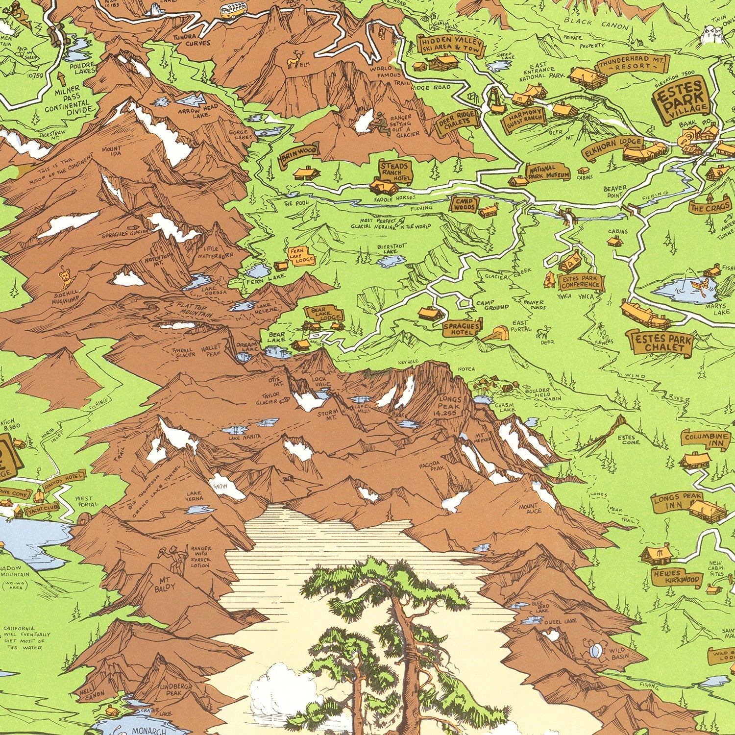Vintage Map of Rocky Mountain National Park 1948