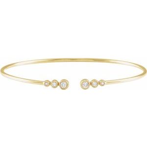 14K Yellow Gold 1/4 CTW Natural Diamond Cuff 7" Bracelet