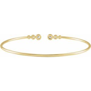 14K Yellow Gold 1/4 CTW Natural Diamond Cuff 7" Bracelet