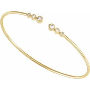 14K Yellow Gold 1/4 CTW Natural Diamond Cuff 7" Bracelet