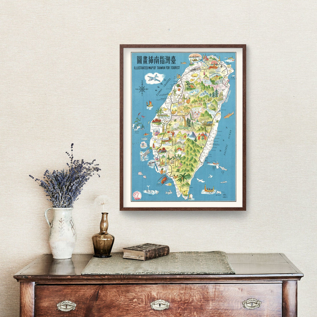 Vintage Map of Taiwan 1954