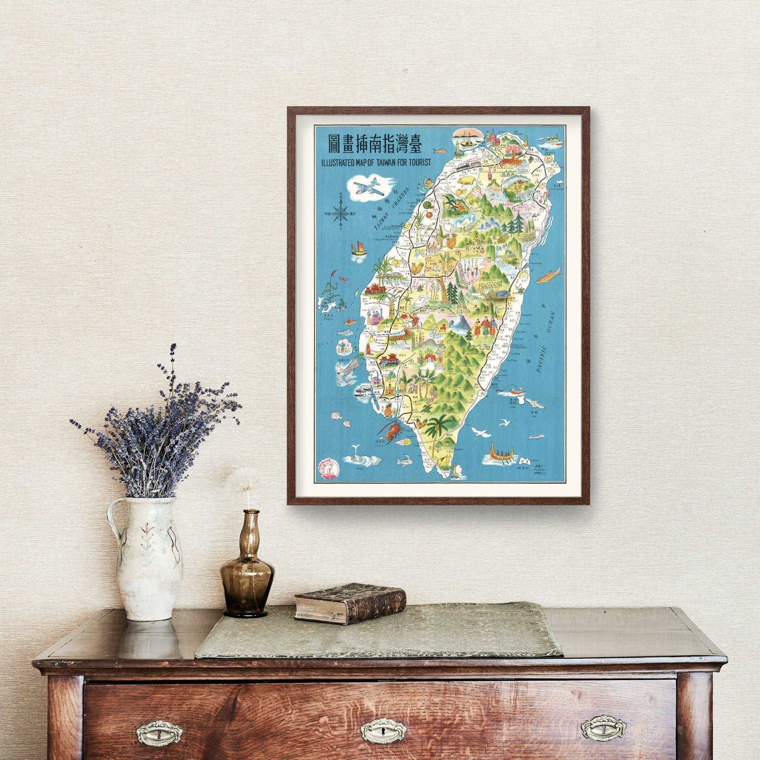 Vintage Map of Taiwan 1954