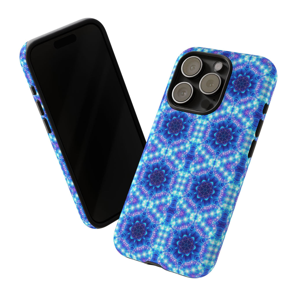 Blue Mandalas with Neon Lights Tough Phone Cases