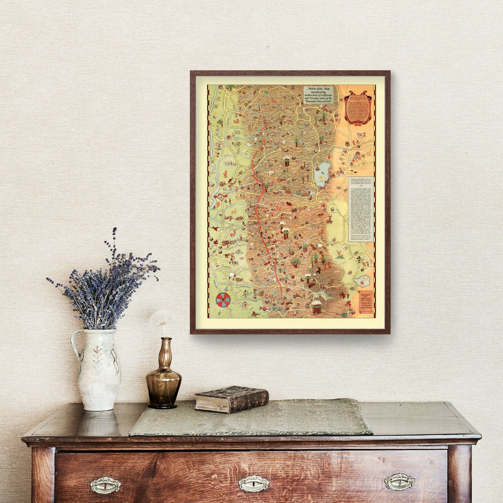 Vintage Map of Mother Lodes of California & Nevada, 1931