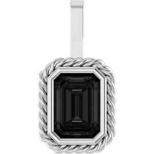 Platinum Natural Black Onyx Men's Pendant