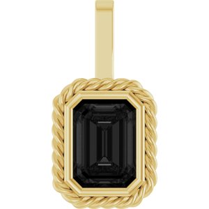 14K Yellow Gold Natural Black Onyx Men's Pendant