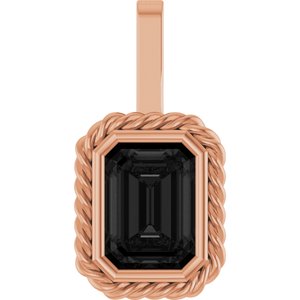 14K Rose Gold Natural Black Onyx Men's Pendant