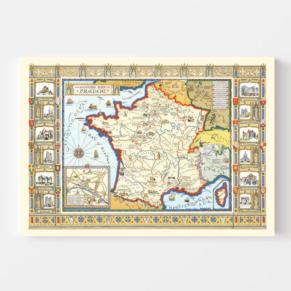 Vintage Map of France 1929
