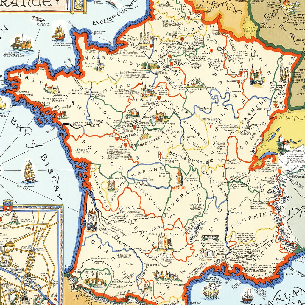 Vintage Map of France 1929