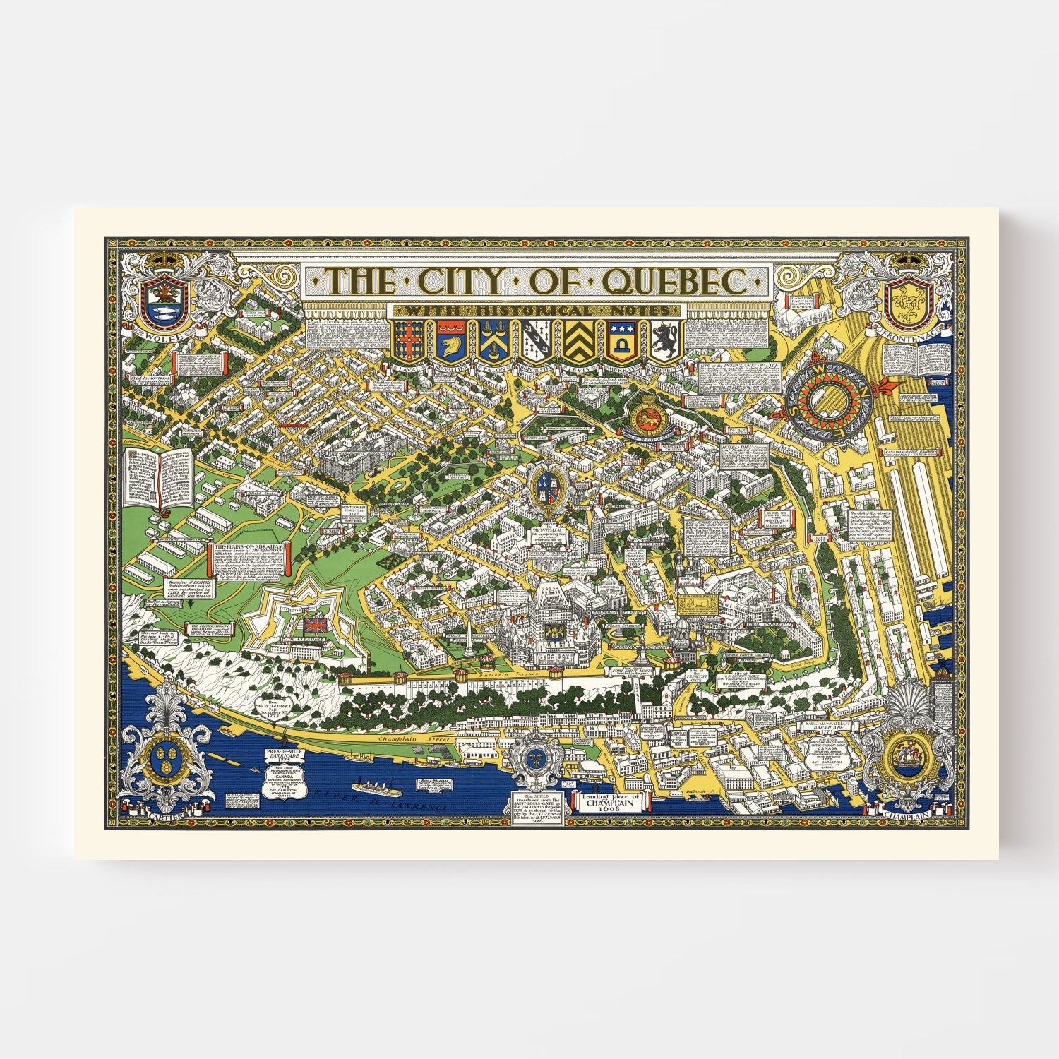 Vintage Map of Quebec, Canada 1932