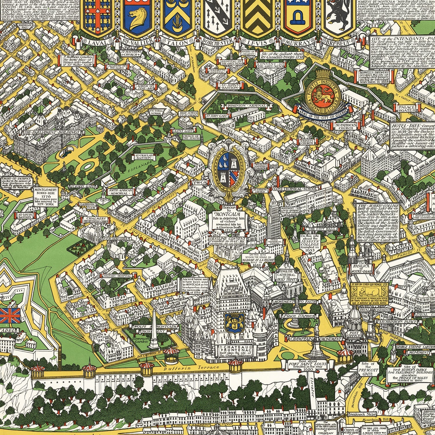 Vintage Map of Quebec, Canada 1932