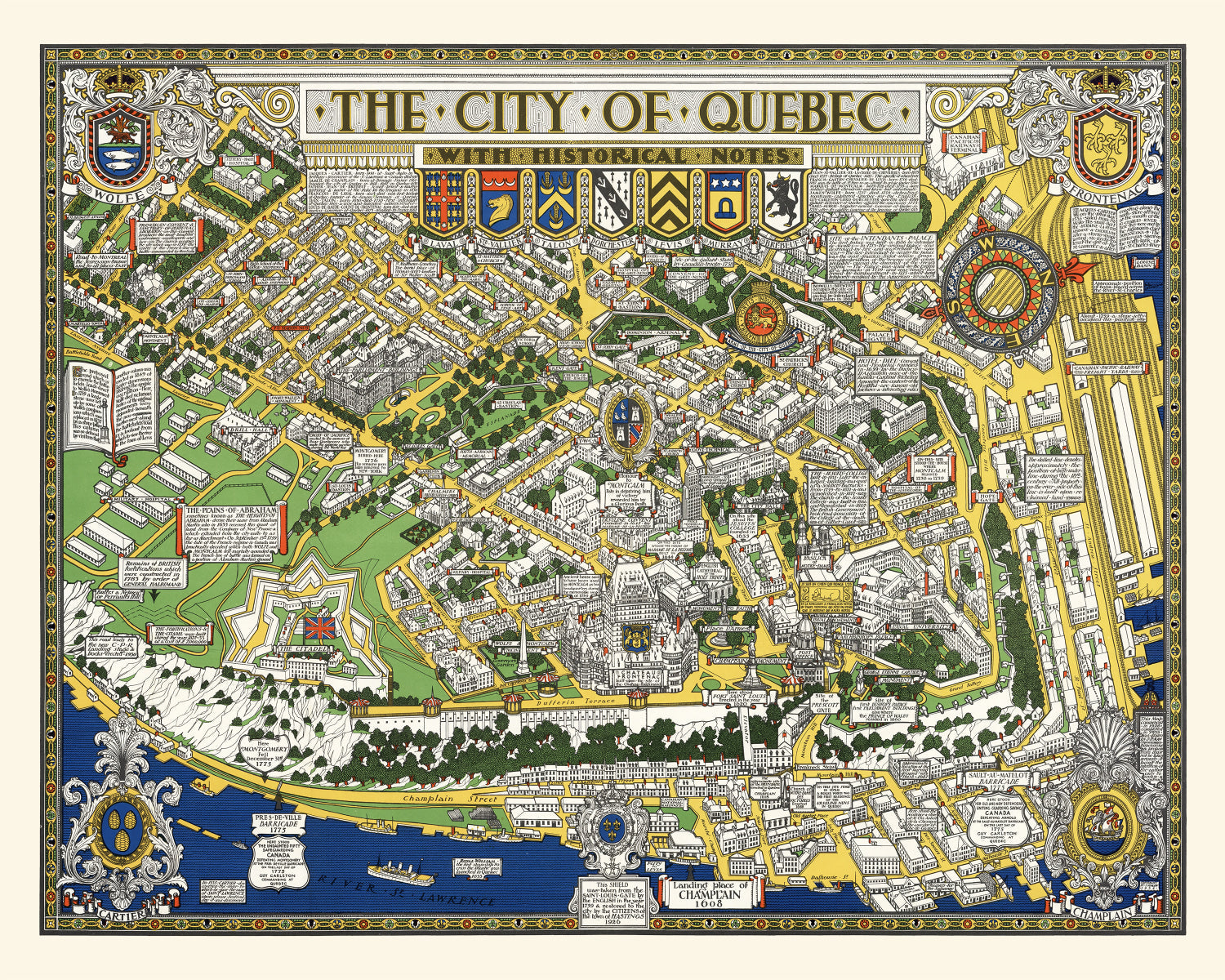 Vintage Map of Quebec, Canada 1932