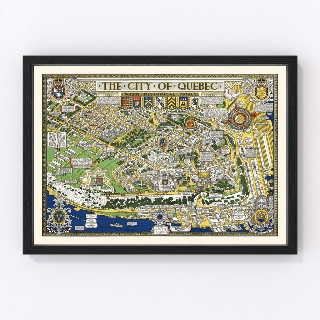 Vintage Map of Quebec, Canada 1932