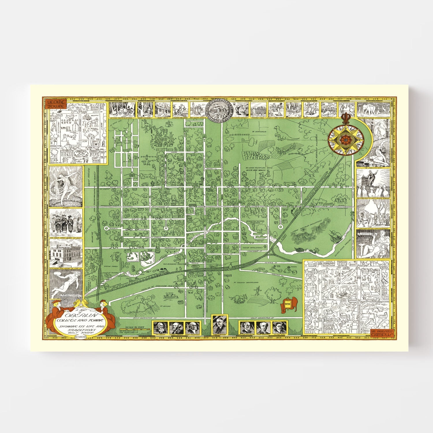 Vintage Map of Oberlin College, 1929