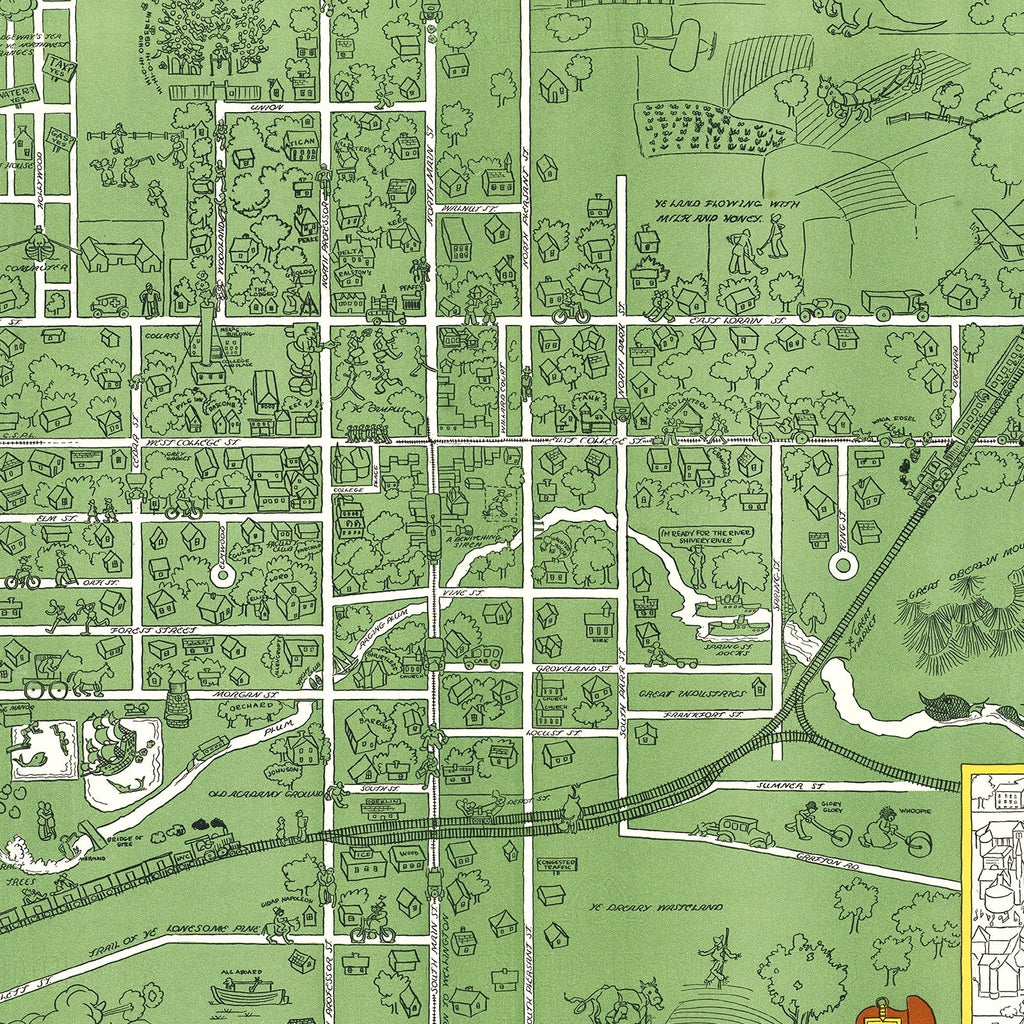 Vintage Map of Oberlin College, 1929