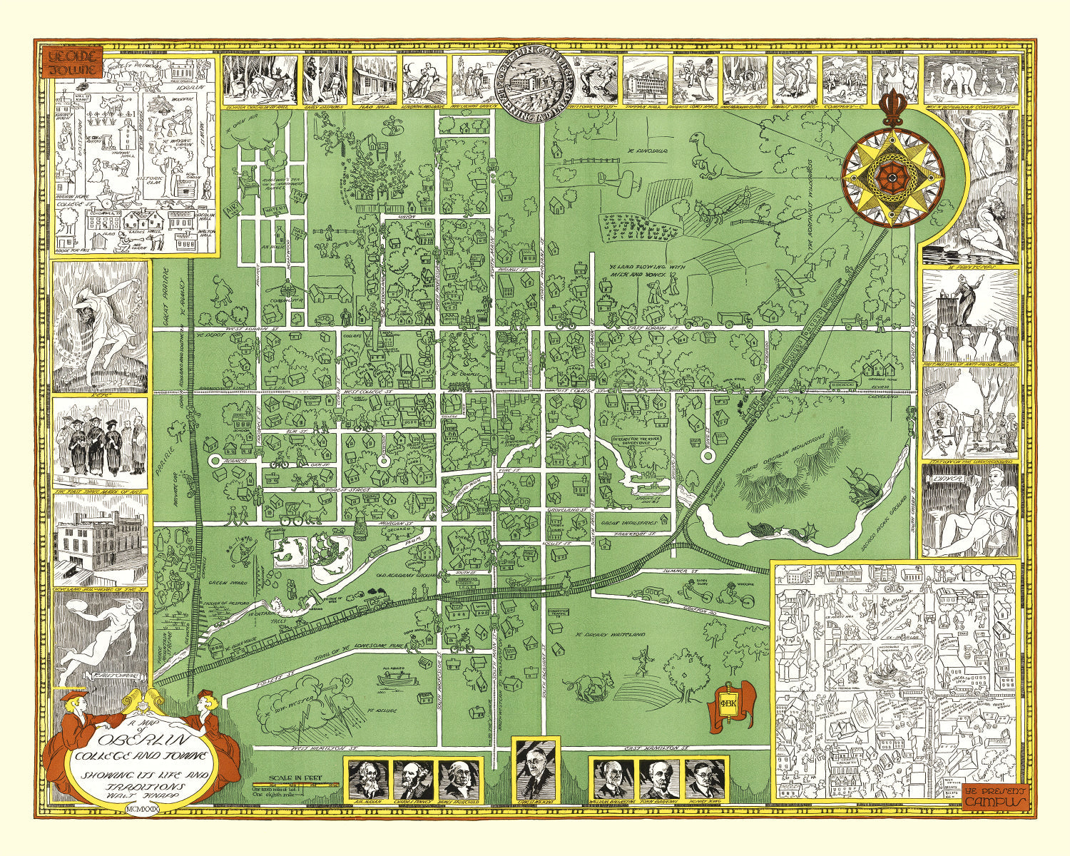 Vintage Map of Oberlin College, 1929