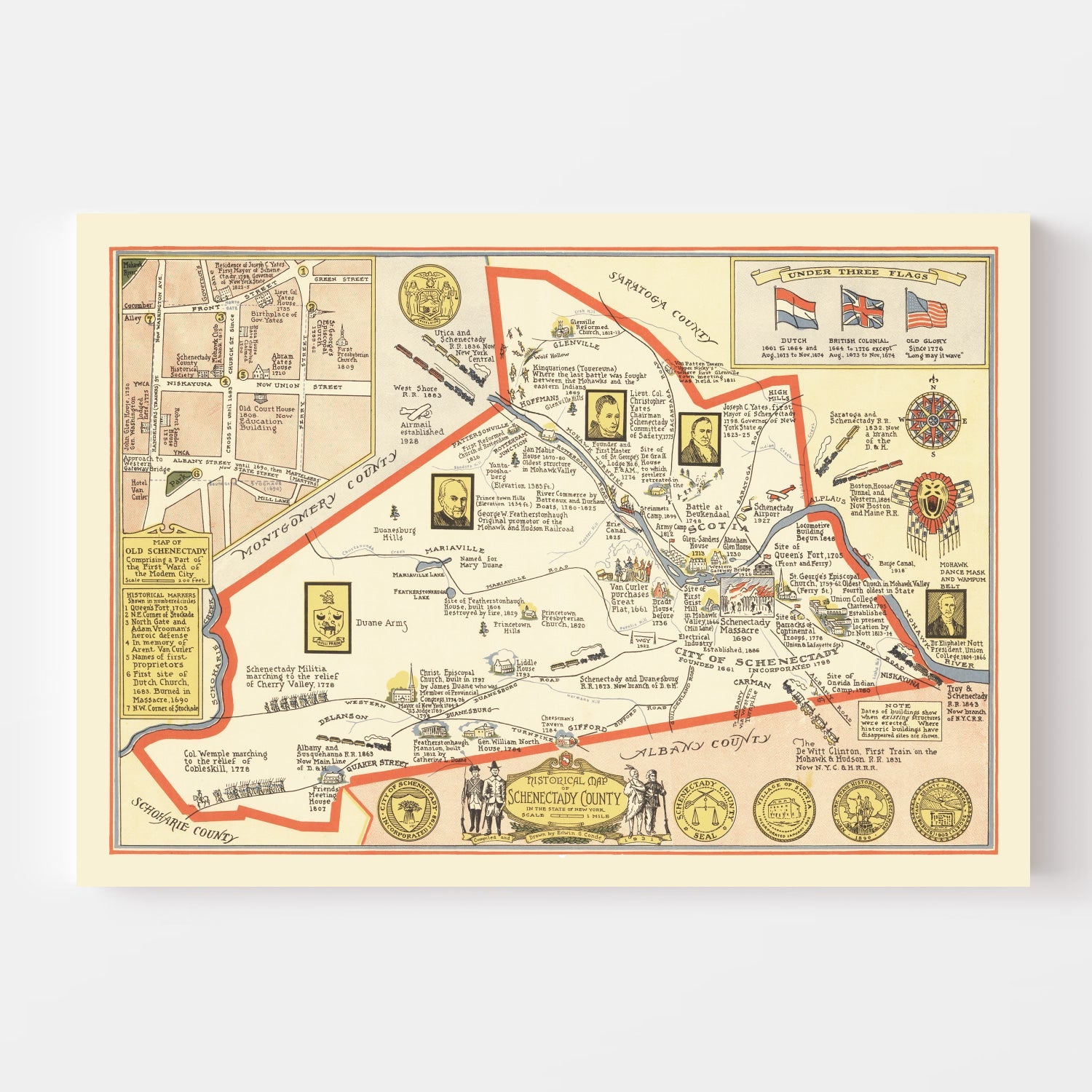 Vintage Map of Schenectady County, New York 1931
