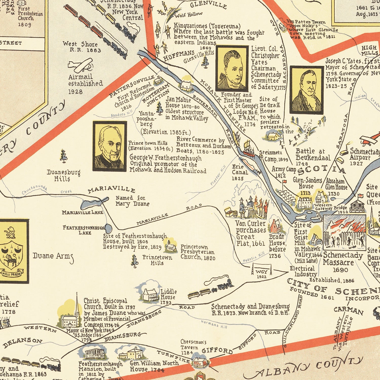 Vintage Map of Schenectady County, New York 1931