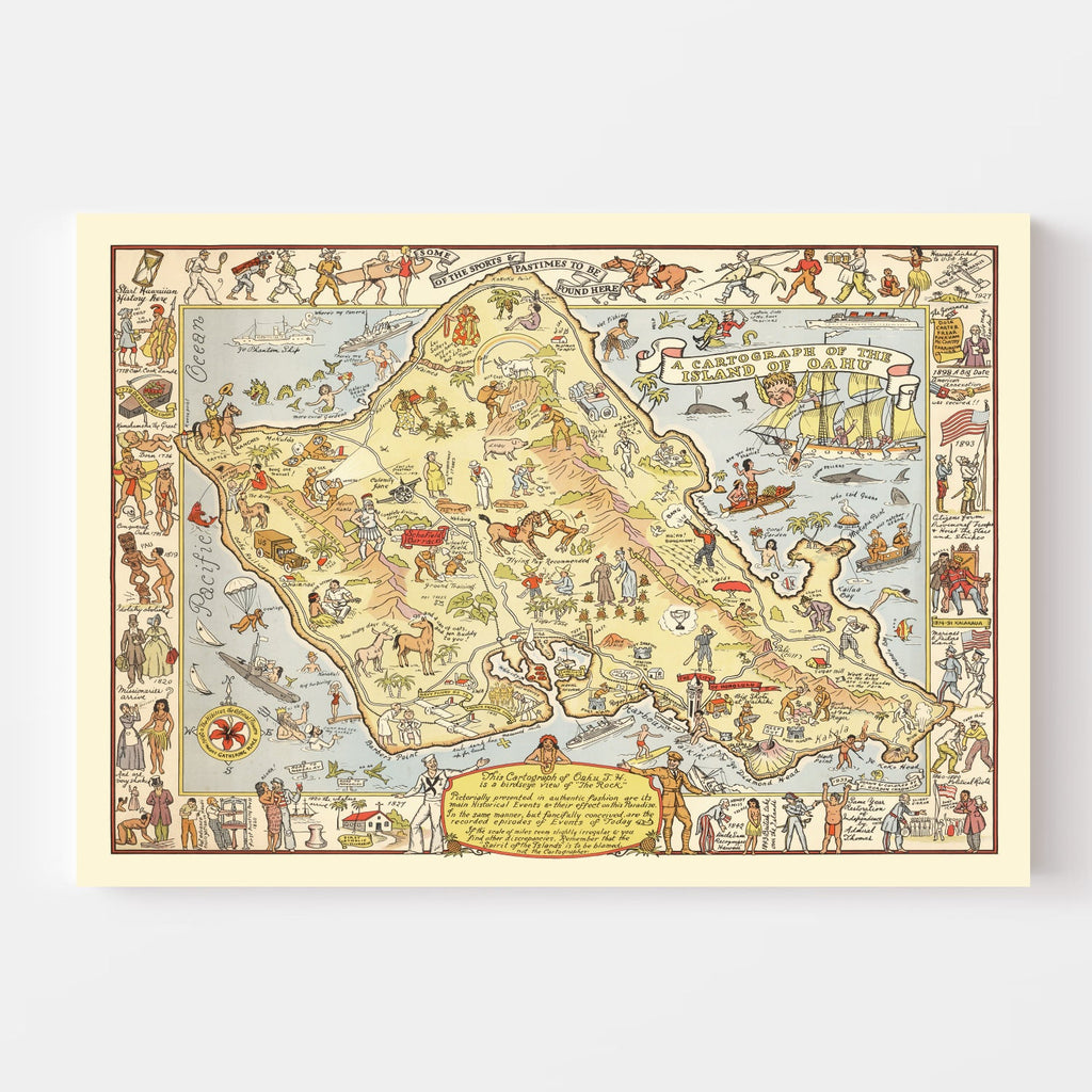 Vintage Map of Oahu, 1933