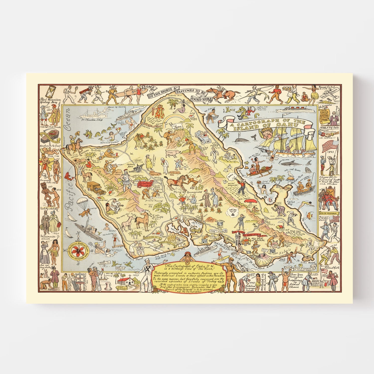 Vintage Map of Oahu, 1933