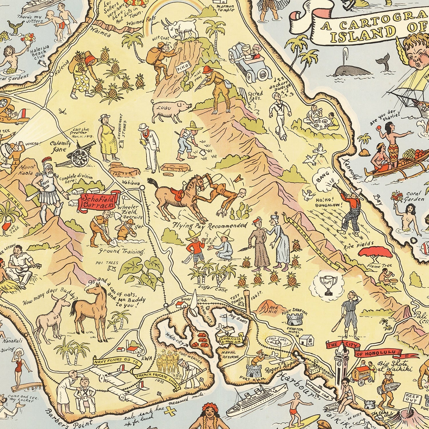 Vintage Map of Oahu, 1933