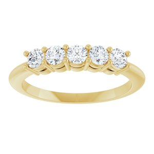 14K Yellow 1/2 CTW Natural Diamond Five-Stone Anniversary Band