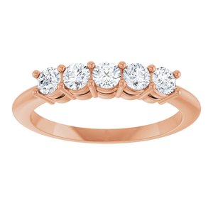 14K Rose 1/2 CTW Natural Diamond Five-Stone Anniversary Band