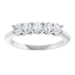Platinum 1/2 CTW Lab-Grown Diamond Five-Stone Anniversary Band