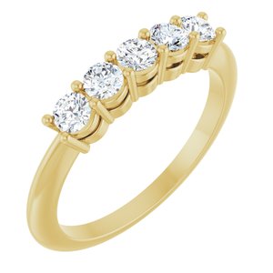 14K Yellow 1/2 CTW Natural Diamond Five-Stone Anniversary Band