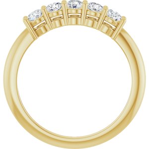 14K Yellow 1/2 CTW Natural Diamond Five-Stone Anniversary Band