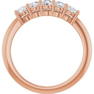 14K Rose 1/2 CTW Natural Diamond Five-Stone Anniversary Band